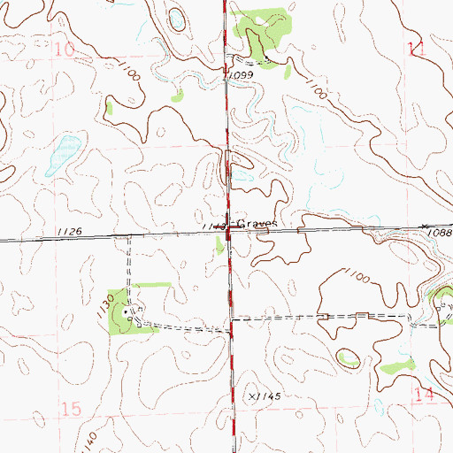 Topographic Map of Old Alban Evangelical Cemetery, SD