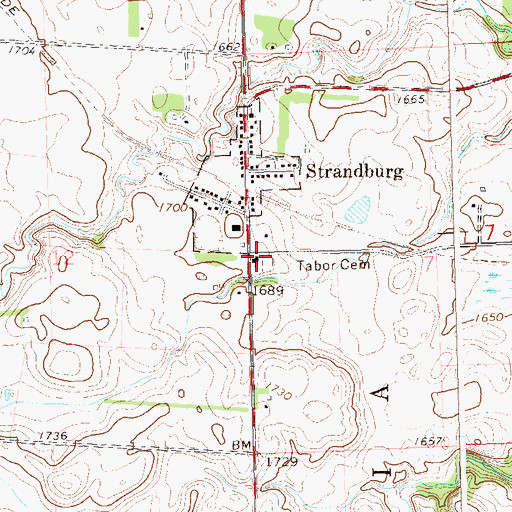 Topographic Map of Tabor Lutheran Church Cemetery, SD