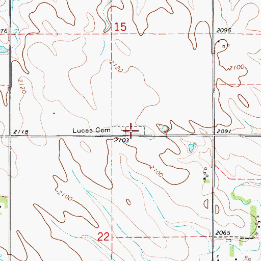 Topographic Map of Lucas Catholic Cemetery, SD