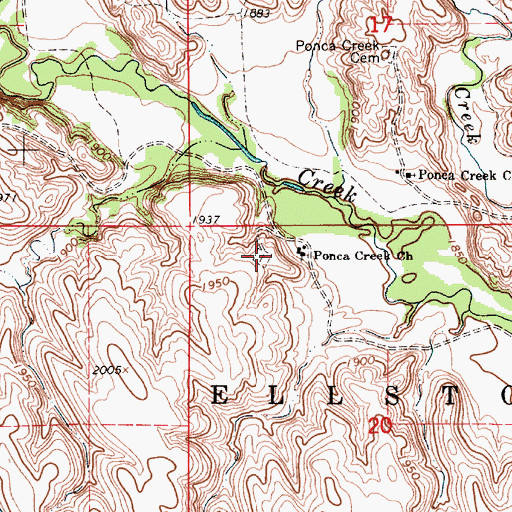 Topographic Map of Milks Camp Episcopal Cemetery, SD