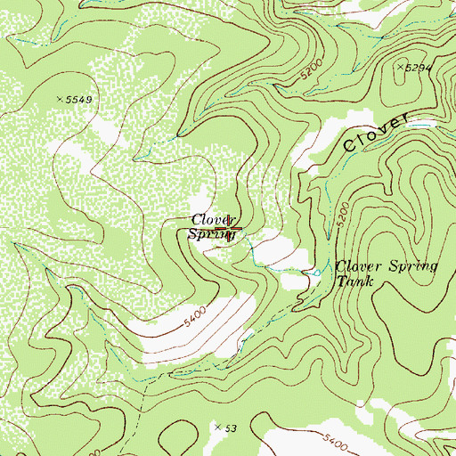 Topographic Map of Clover Spring, AZ