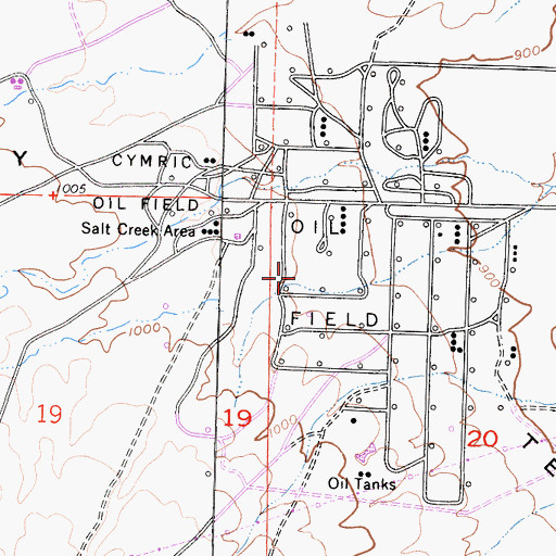 Topographic Map of Cymric Oil Field, CA