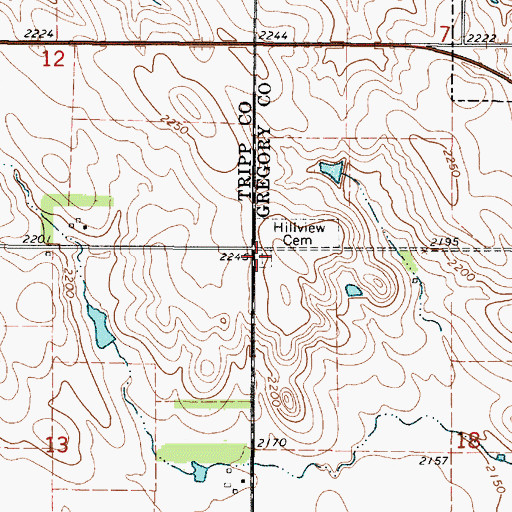 Topographic Map of Saint Augustine Catholic Cemetery, SD