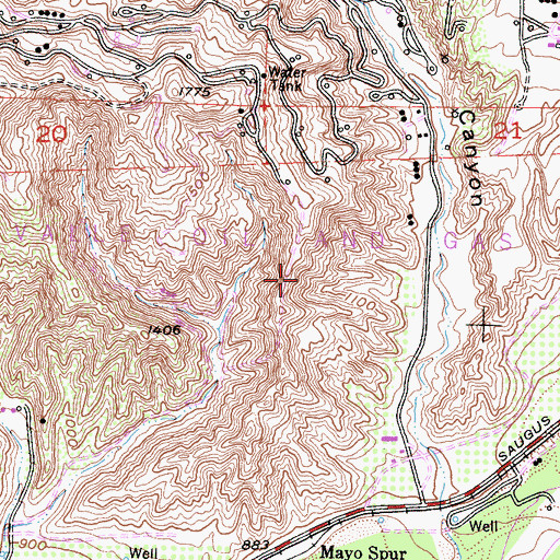 Topographic Map of Del Valle Oil and Gas Field, CA