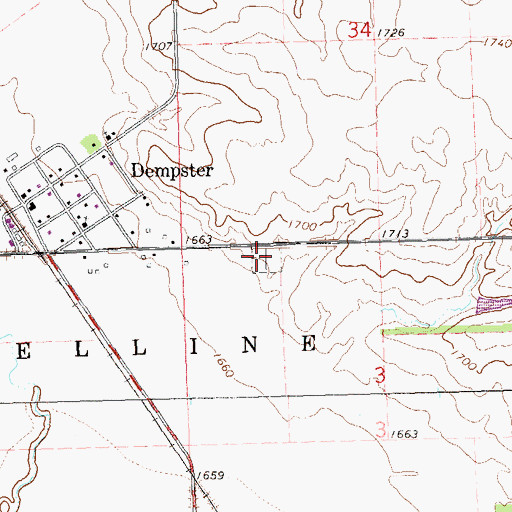 Topographic Map of Dempster Cemetery, SD