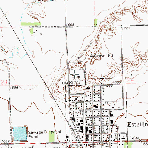 Topographic Map of Hillcrest Cemetery, SD