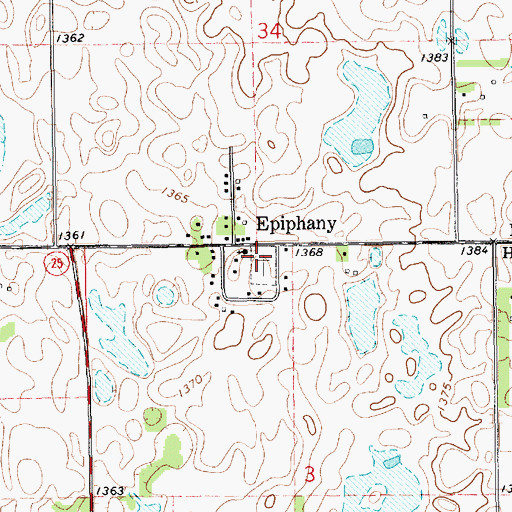 Topographic Map of Holy Three Kings Cemetery, SD