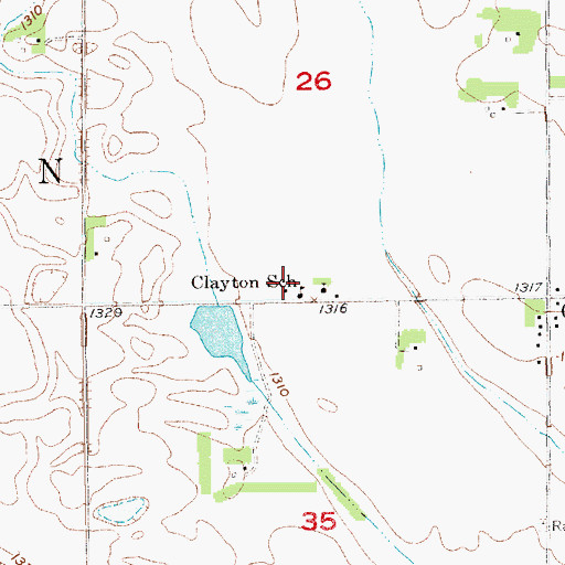 Topographic Map of Saint Peters Lutheran Cemetery, SD