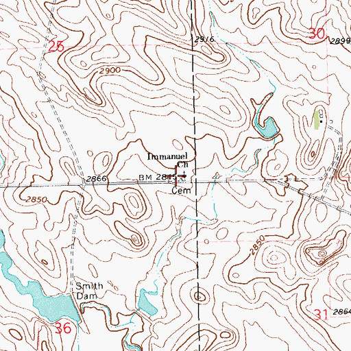 Topographic Map of Emanuel Lutheran Cemetery, SD