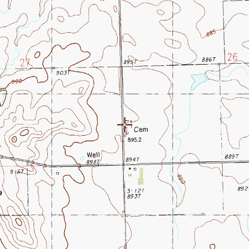 Topographic Map of Peace Valley Cemetery, SD