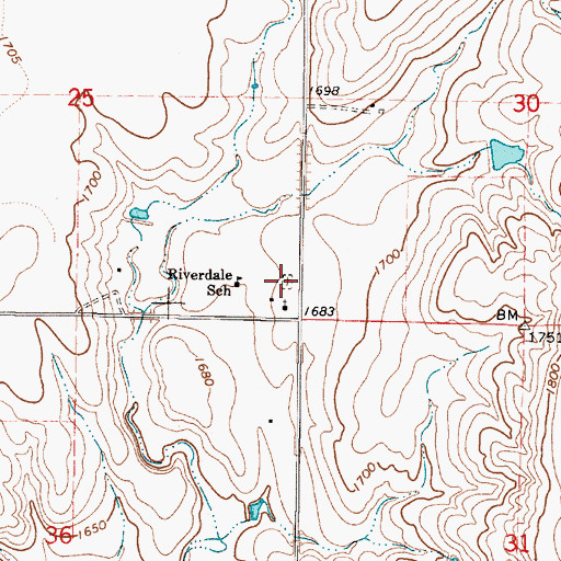 Topographic Map of Saint  Catherine's Cemetery, SD