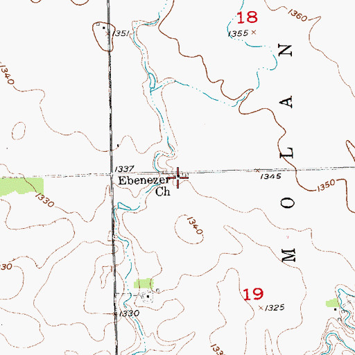 Topographic Map of Ebenezer Reformed Cemetery, SD
