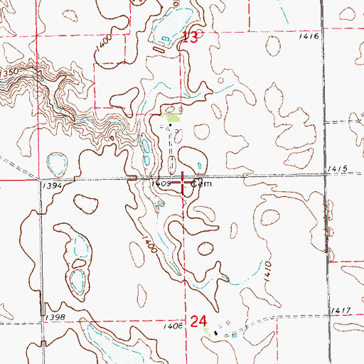 Topographic Map of Hofer Cemetery, SD