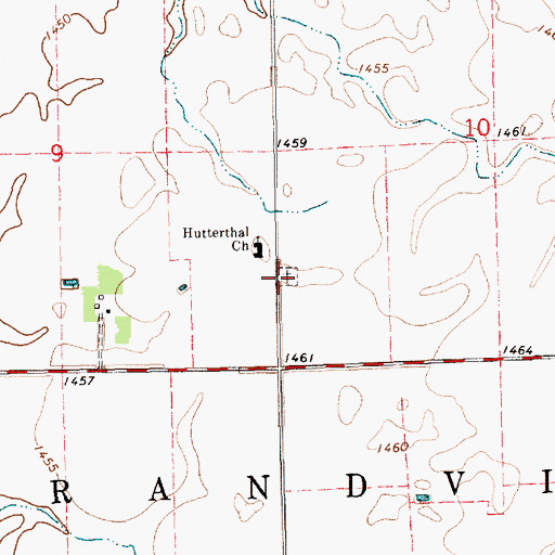 Topographic Map of Hutterthal Mennonite Church Cemetery, SD