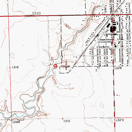 Topographic Map of Menno Cemetery, SD