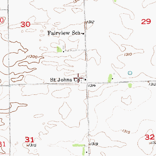 Topographic Map of Saint John's Lutheran Cemetery Wittenberg, SD