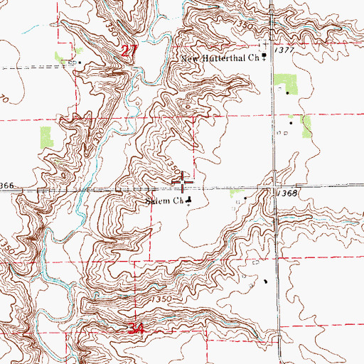 Topographic Map of Salem Mennonite Brethren Church Cemetery, SD
