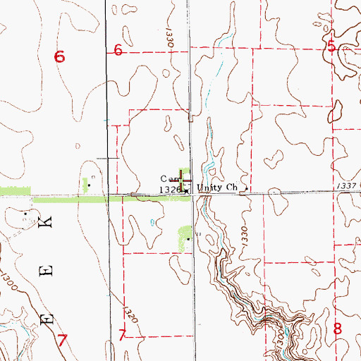 Topographic Map of Unity Lutheran Cemetery, SD