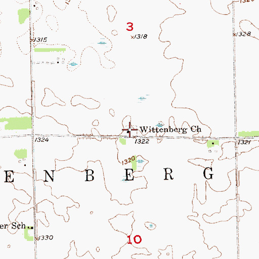 Topographic Map of Wittenberg Cemetery, SD