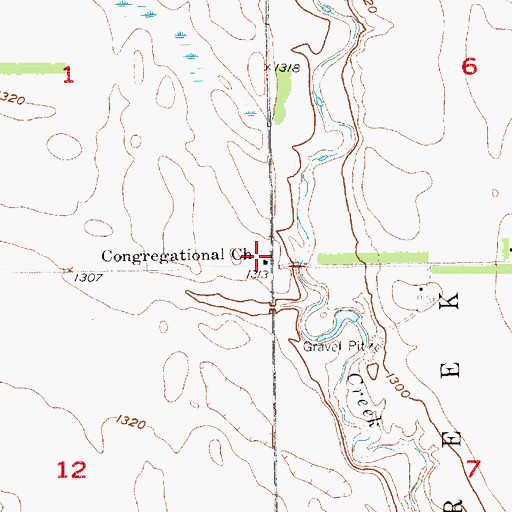 Topographic Map of Wolf Creek Congregational Cemetery, SD