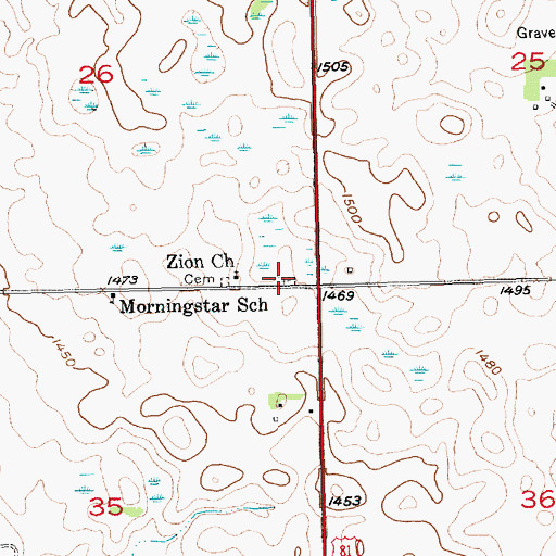 Topographic Map of Zion Oswald Congregational Cemetery, SD