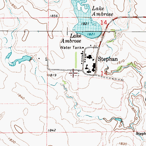 Topographic Map of Stephan Mission Cemetery, SD