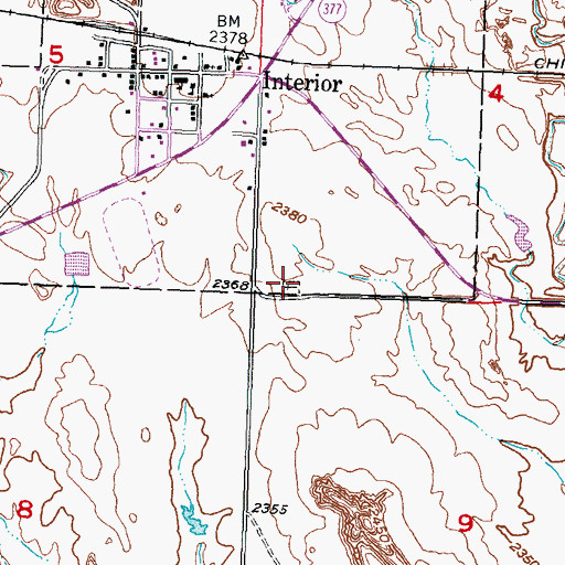Topographic Map of Interior Cemetery, SD
