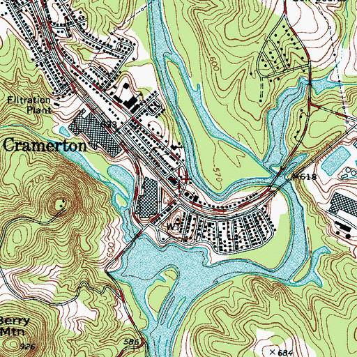 Topographic Map of Cramerton Post Office, NC