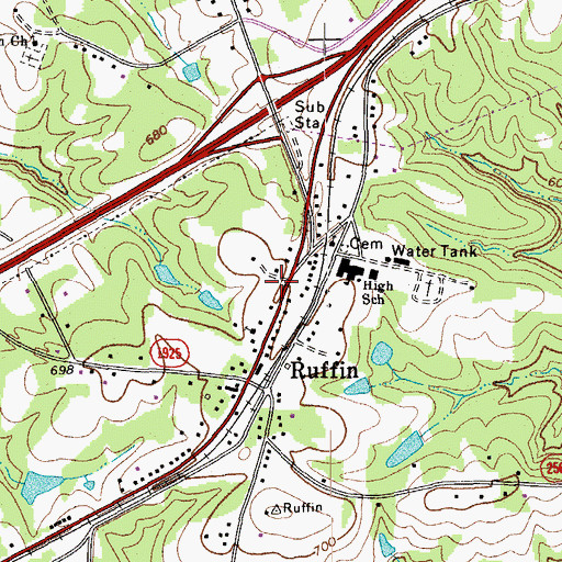 Topographic Map of Ruffin Post Office, NC