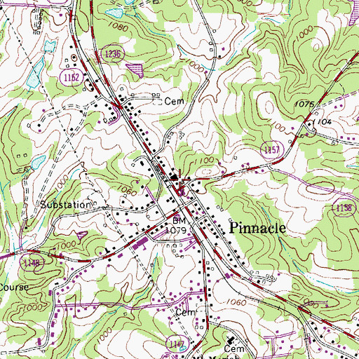 Topographic Map of Pinnacle Post Office, NC