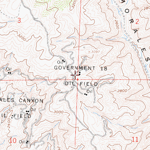 Topographic Map of Government Eighteen Oil Field, CA