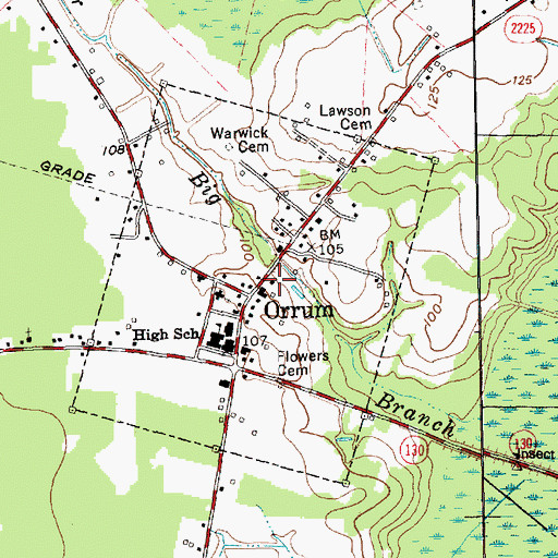 Topographic Map of Orrum Post Office, NC