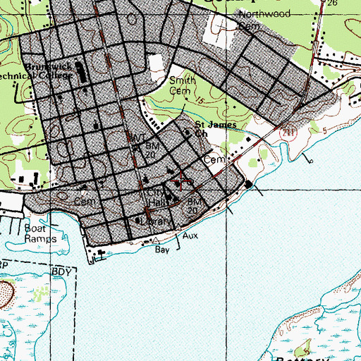 Topographic Map of Southport Post Office, NC
