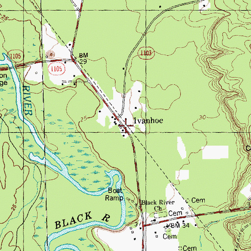 Topographic Map of Ivanhoe Post Office, NC