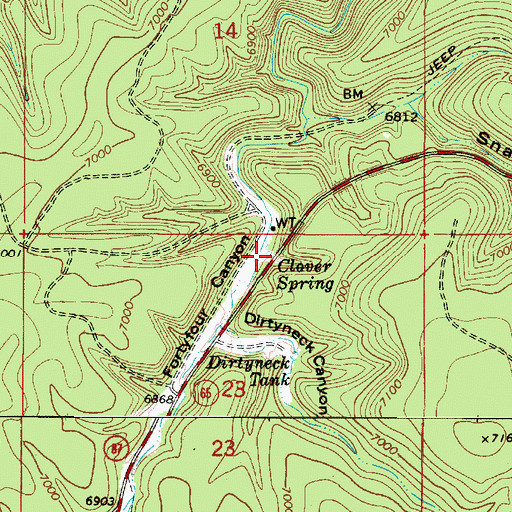 Topographic Map of Clover Spring, AZ
