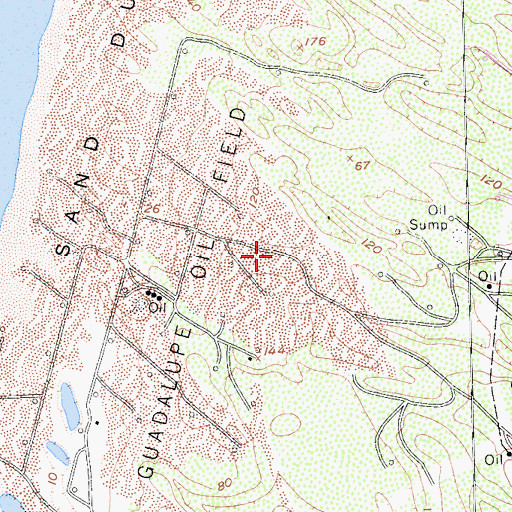 Topographic Map of Guadalupe Oil Field, CA