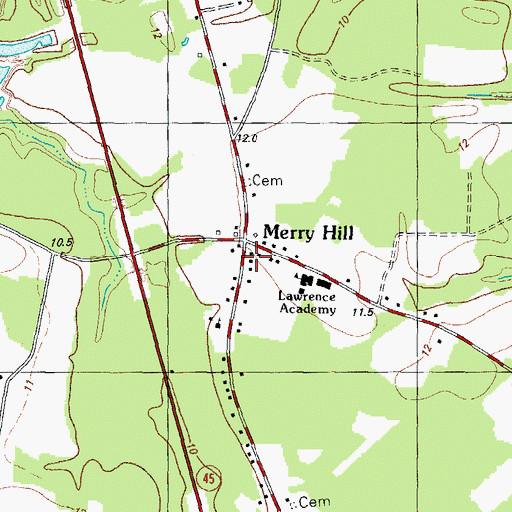 Topographic Map of Merry Hill Post Office, NC