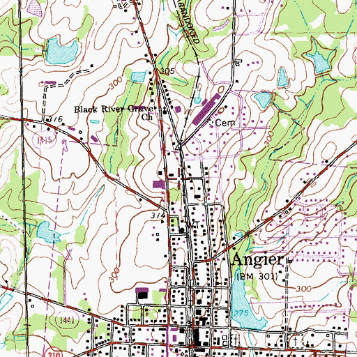 Topographic Map of Angier Post Office, NC