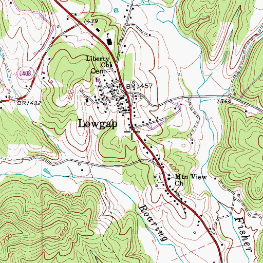 Topographic Map of Lowgap Post Office, NC
