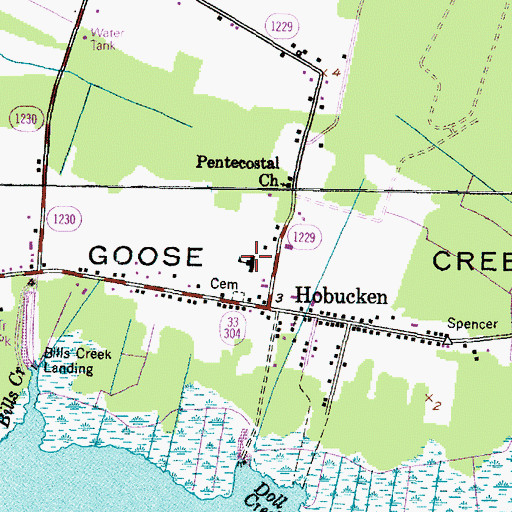 Topographic Map of Hobucken Post Office, NC