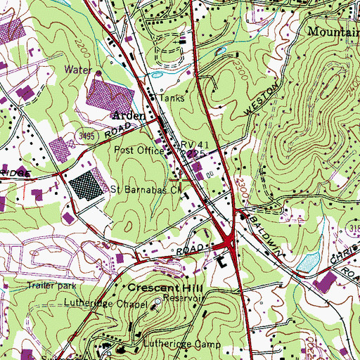 Topographic Map of Arden Post Office, NC