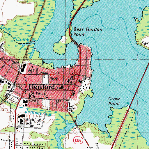 Topographic Map of Hertford Post Office, NC