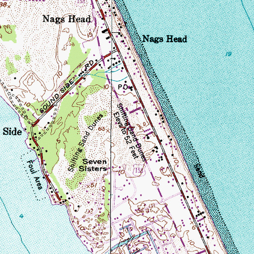 Topographic Map of Nags Head Post Office, NC