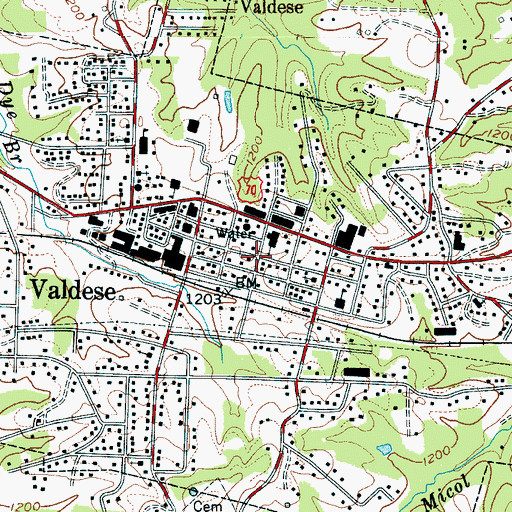 Topographic Map of Valdese Post Office, NC