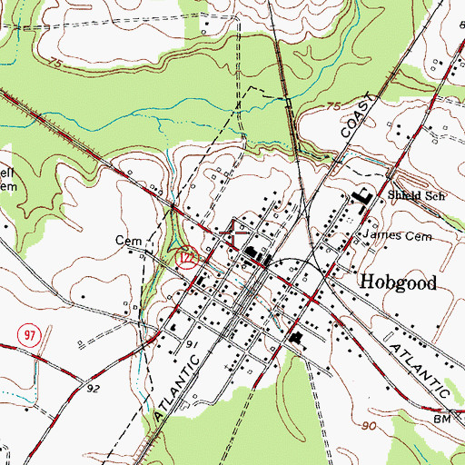 Topographic Map of Hobgood Post Office, NC