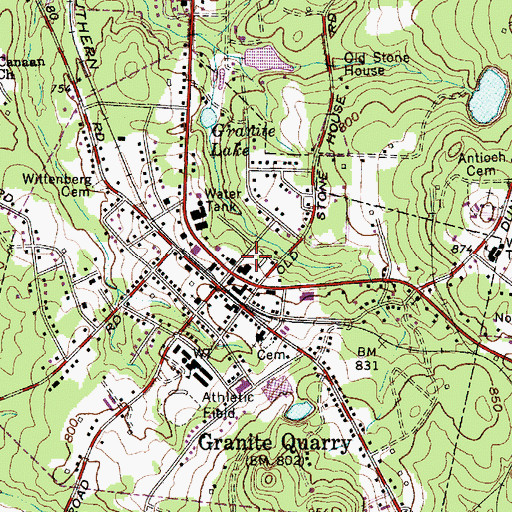 Topographic Map of Granite Quarry Post Office, NC