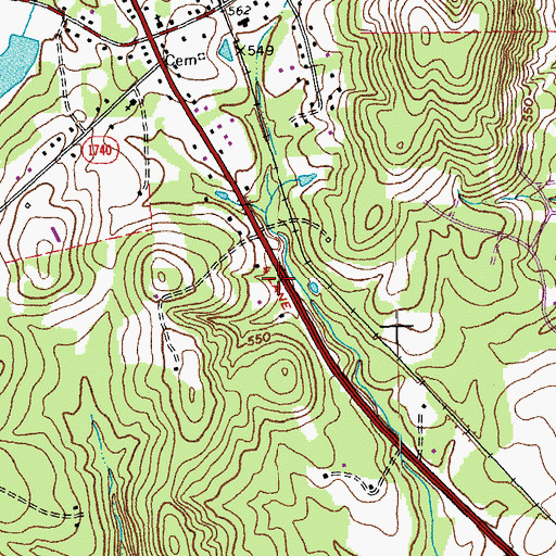 Topographic Map of Rougemont Post Office, NC
