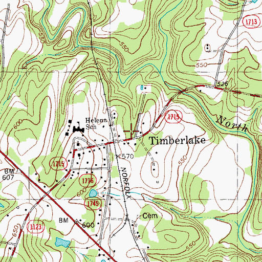 Topographic Map of Timberlake Post Office, NC