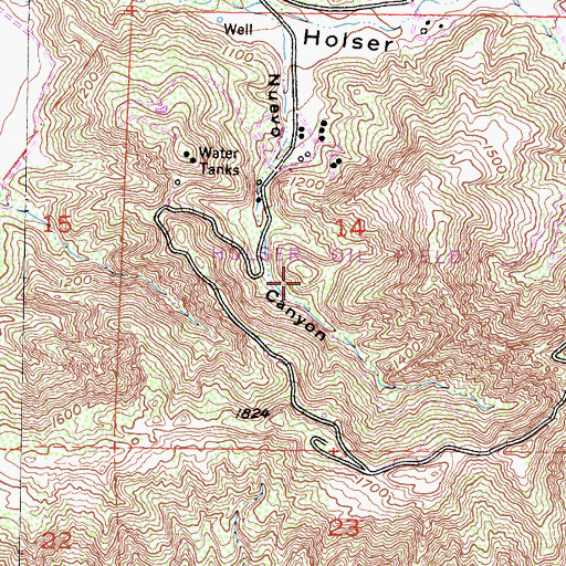 Topographic Map of Holser Oil Field, CA