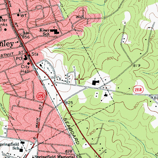 Topographic Map of Stanley Post Office, NC